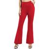 EXCHIC Donne Casual Gamba Svasato Yoga Pantaloni Elastico Cintura Alta Pantalone con Tasche(L, Rosso)