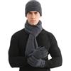 Irzaki Set Cappello Sciarpa e Guanti Invernali da Uomo - Guanti Touch Screen - Cappelli a Maglia - Sciarpa Lunga Termica - Foderato in Pile per Uomo e Donna Sport Outdoor, Blu, Taglia unica
