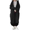 ORANDESIGNE Giacca Donna Invernali Parka Felpe Ragazza Cappotto Lungo con Cappuccio Taglie Forti Plus Size Oversize Giacche Lunghe Primavera Giubbotto Giubbini A Nero 3XL