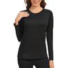 AMZSPORT Donna Maglia Termica a Maniche Lunghe Invernale Intimo Termico Traspirante Top Caldo con Scollo T-Shirt Nero XL
