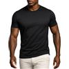 Leif Nelson Maglietta da uomo girocollo in 100% cotone Slim Fit, Nero , XL