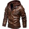 Oanviso Giacca Pelle Uomo Giacca Moto Biker con Cappuccio F Grigio XL | Giubbotto, Manica Lunga, Antivento, Outdoor, Giacche, Parka, di Pelle PU, Caldo, Autunno, Invernale