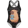teeinprint Costume da bagno intero per ragazze, costume da bagno estivo con spalline incrociate, Formula Matematica Capybara, 13-14 Anni