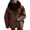 nicticsi Giacca Invernale da Donna con Colletto in Peluche Staccabile Tinta Unita Coulisse Giubbotto con Tasche Retrò Parka da Outwear