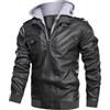 Rfmfkkg Giacche da motociclista in pelle sintetica da uomo, stile casual, stile vintage, con cappuccio