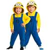 United Labels Costume da Minions per bambini, giallo, blu, tuta unisex, tuta con cappuccio, tuta intera per Carnevale, festa a tema, giallo/blu, 134-140