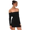 BKEPDY Vestito Donna Sexy Maniche Lunghe Mini Abito Elegante da Sera Vestito Senza Spalline Corsetto Mini Abito da Sera Discoteca Festa Autunno Inverno (Nero S)