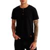 Leif Nelson, LN8280, maglietta estiva a maniche corte da uomo, girocollo, slim fit, in cotone, colore: bianco, nero Nero M