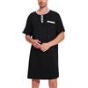 Uniexcosm Camicia da Notte da Uomo in Cotone Pigiama da Uomo Girocollo con Bottoni Pigiama Comoda Maniche Corte Girocollo, Tinta Unita Sottile
