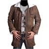 MAXDUD Costume da cavaliere in pelliccia sintetica di montone scuro da uomo, da uomo, Bane Coat Marrone Distressed - Vera Pelle, XXL
