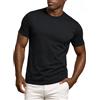 Leif Nelson LN8314 - Maglietta estiva a maniche corte da uomo, girocollo, slim fit, in cotone, colore bianco e nero, Nero , L