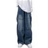 Skateboard Frog Baggy Jeans Donna Denim Cargo Pantaloni sportivi larghi Uomo Y2K Pantaloni da paracadute con tasche (Blue,XL)