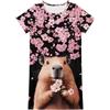 teeinprint Camicia da notte estiva per ragazze, a maniche corte, per bambini dai 5 ai 14 anni, Fiore Di Ciliegio Capibara, 11-12