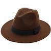 SRTUMEY Cappelli Fedora per donne e uomini, cappelli stile fedora a tesa larga con nastro solido per donne e uomini, cappelli jazz britannici per uomini, caffè intenso, M