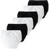 SEAUR Mutandine in Cotone per Bambini, Biancheria Intima per Bambini, Mutandine, Comode, Pannolini, per Bambini, 6 Mesi-3 Anni, bianco / nero, 6-12 Monate