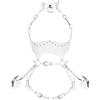 BYDHSS Body da donna, effetto gabbia, biancheria intima, stile punk, per fotografia, danza, rock, Halloween, set con cinghia per il petto in pelle, bianco, One Size