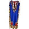 Kiran Fashion Nuovo Kaftano Lungo Estivo in Cotone per Donna, Maxi, Dashiki Africano, Copertura da Spiaggia, Blu reale, Taglia unica