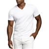 Leif Nelson Maglietta da uomo con scollo a V, slim fit, basic in cotone, a maniche corte, da uomo, per tutti i giorni e il tempo libero, bianco, M