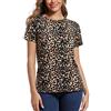 S.ROMZA Camicia Estiva da Donna con Maniche Corte, Stile Leopardato, Scollo Tondo, T-Shirt Casual, Leopardati, L