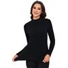 Monbessi Maglia termica da donna, aderente ed elastico, a maniche lunghe, in cotone, per autunno e inverno, Nero , S