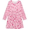 HMZXZ Abito da ragazza rosa note musicali cuori maniche lunghe abito traspirante per scuola vacanze abbigliamento casual cuore