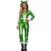 Generisch Space Girl Costume da donna alieno, tuta da ginnastica metallizzata, slim fit, stretch, per tutto il corpo, a maniche lunghe, tuta da discoteca, discoteca, clubwear