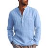 LVCBL Camicia da Uomo A Maniche Lunghe Estiva per Il Tempo Libero in Lino Vestibilit Normale Celeste. XL