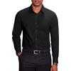 COOFANDY Camicia da Uomo a Maniche Lunghe in Cotone Stretch Anti-Piega per Business e Tempo Libero Regular Fit Nero L