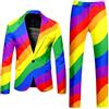 Generisch Costume da uomo arcobaleno, 2 pezzi, slim fit, formale, da lavoro, da uomo, blazer, set completo, comodo, per il tempo libero, elasticizzato, elegante