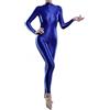 Yaaapiy Woman's yoga Sheer Shiny Bodystocking yoga motion Lingerie Skin Tight Elastic High Neck Long Sleeve Zipper Crotch Bodysuit Catsuit