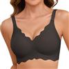 TOMEEK Reggiseno Senza Ferretto Donna Reggiseni Senza Cuciture Comodo Reggiseno Push Up Imbottito Bralette Cinghie Regolabili Comfort Spalline Removibili(Nero Chiaro,M)