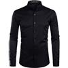 PARKLEES Camicia da uomo, tinta unita, slim fit, facile da stirare, a maniche lunghe, con colletto alto, per il tempo libero, Nero puro., XL