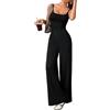 ticticlily Salopette Donna Estiva Casuale Lunga Tuta Intera senza Maniche con Spalline senza Schienale Jumpsuit Playsuit A Nero S