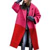 biJerou Cappotto invernale da donna, lungo, elegante, con colletto a risvolto, classico, a quadri, elegante, per outwear di grandi dimensioni, alla moda, colletto rovesciato, tinta unita, trench da