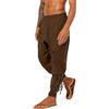 LVCBL Pantaloni Medievali da Uomo in Lino retrò Pirati con Lacci per Il Tempo Libero M-3XL