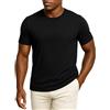 Leif Nelson LN8318N - Maglietta estiva girocollo a maniche corte da uomo, vestibilità aderente, in cotone, colore bianco e nero, Nero , XL