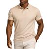 Leif Nelson Polo da uomo slim fit, 100% cotone, a maniche corte, taglio aderente, casual, da lavoro, estiva, beige., XXL