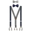 WANYING Uomo Bretelle 3,5 * 120cm Y Forma 6 Clip & Classico Papillon 6,5cm Gentiluomo 2 in 1 Set - a righe