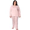 FERRUCCI COMFORT Pigiama da Donna Oversize Taglie Conformate Comode, Taglia Forte, 100% Cotone, Comodo e Traspirante (IT, Testo, 3XL, Plus, Regular, Rosa)