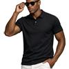 Leif Nelson Polo da uomo slim fit, 100% cotone, a maniche corte, taglio aderente, casual, da lavoro, estiva, Nero , S