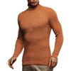 Leif Nelson LN2115 - Maglione da uomo a maglia calda con dolcevita, per l'inverno, marrone-rosso, S
