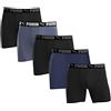 PUMA Boxer da uomo, confezione da 5, Blu, Grigio e Nero, Medium
