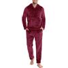 Lovasy Pigiama Pile Uomo Caldo con Cappuccio Pigiami Due Pezzi Invernale | Comodo Pigiama Lungo Completo Casual per Casa con Tasche S-XXL