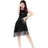 Topgrowth Accessorio Abito da Ballo Latino Americano con Nappa Vestito da Balletto Donna Vestito Pattinaggio Artistico Senza Maniche Body Danza Classica Moderna Costume da Ginnastica