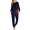 Ekouaer Pigiama da Donna Lungo Girocollo in Velluto Invernale Pigiama Completo da casa Caldo con Tasche Tuta da Jogging in Due Pezzi Blu Navy L