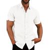 Glacspyg Camicia in Lino Uomo Camicia in Lino a Maniche Corte Camicia Casual da Lavoro Fit Casual Holiday Summer Beach Shirt