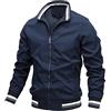 seiveini Giacca da Uomo Casual Leggera Bomber Cappotto Autunno Primavera Giacca a Vento Sottile con Cerniera Sportivo Trench Rialzato Slim Fit A Blu Scuro M