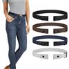 LEACOOLKEY Confezione da 4 cinture elastiche invisibili, senza fibbia, per donne e uomini, Nero+caffè+blu+grigio, Suit for waist size 34-50