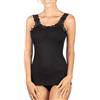 LADY·C Top 85% Lana e 15% Seta Plissé Spalline Giri Pizzo Canotta Donna Canottiera Comoda (IT, Testo, L, XL, Regular, Regular, Nero)
