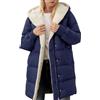 Generic Cappotto Parka da Donna Impermeabile - Giacche in Pile da Donna con Cerniera Completa e Cappuccio Colore Solido, Giacca Invernale da Donna Plus Size a Maniche Lunghe, Cappotti Imbottiti Lunghi per